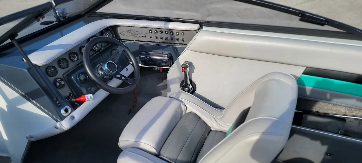 Cleaned and restored vinyl boat seats after professional marine detailing