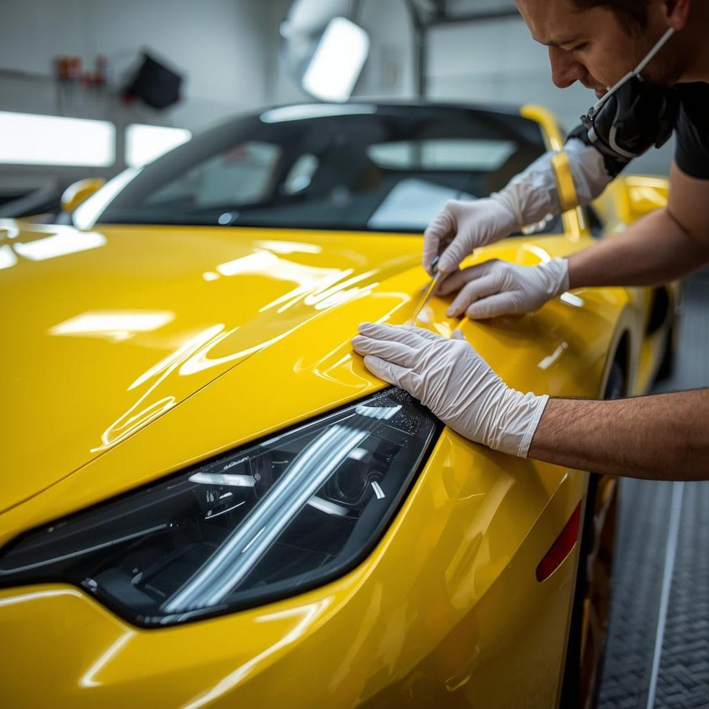 PPF applied to the front of a vehicle for rock-chip protection